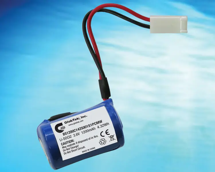 Lithium-thionyl chloride (Li-SoCl2) battery pack features 3.6V Operating voltage and  1200mAh capacity in a small 1/2AA form factor with Molex(2695) 22-01-3027 (2 pin) Termination, BS1200C1425001S1PCMW