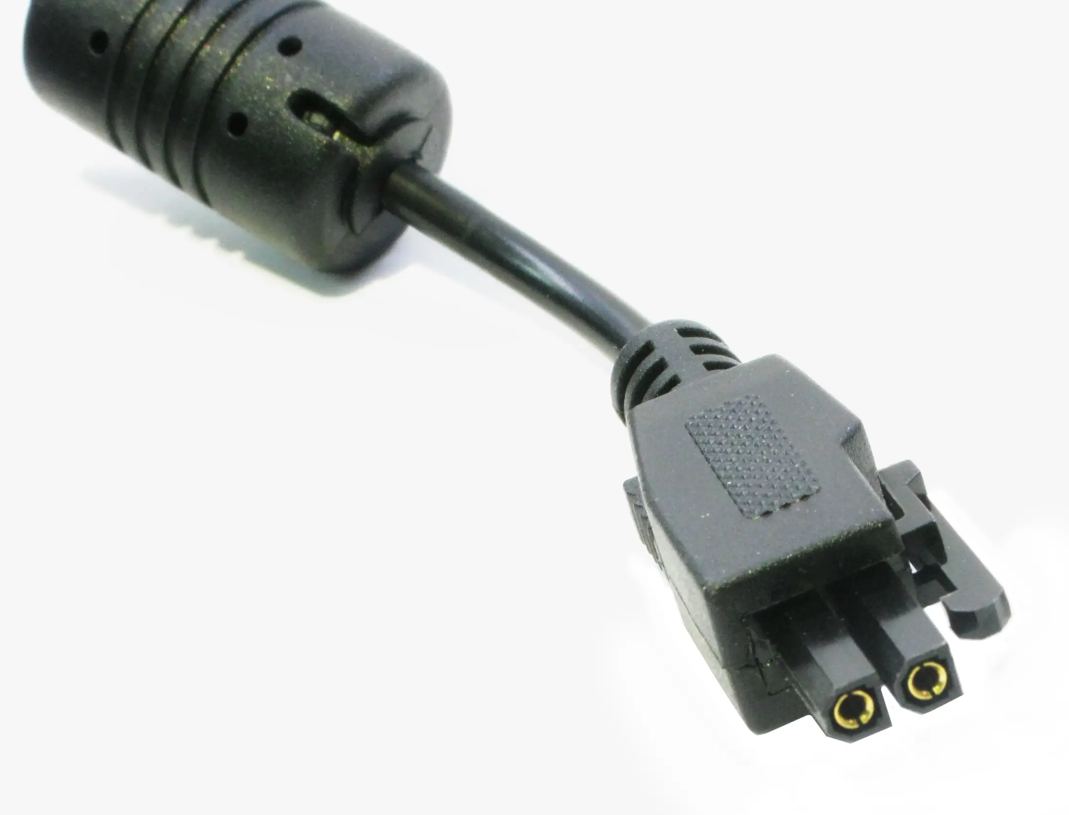 GlobTek offers over-molded versions of Molex Mini Fit Crimp Rectangular Housing, 2 Circuit, Black V-0, PN 39-03-9022 for various types of cables and applications, PN MFJ/C1176