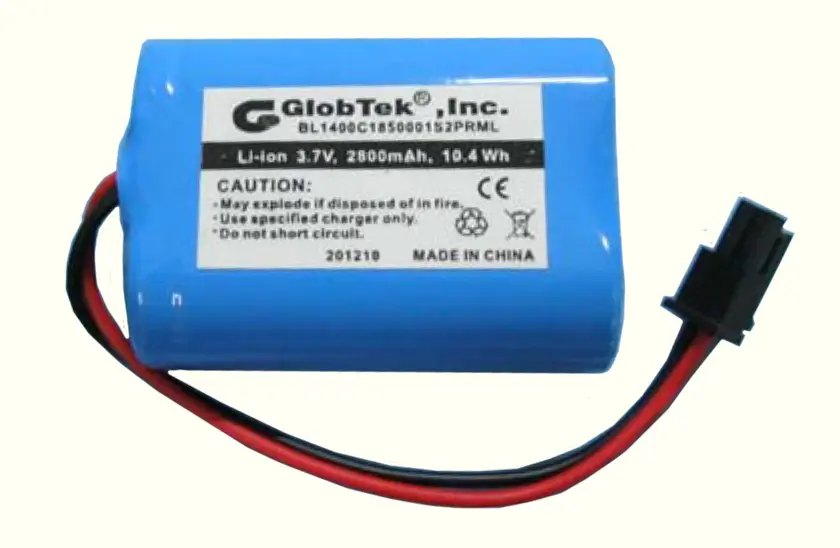 BL1400C1850001S2PRML, Li-Ion Cylindrical Battery Pack from GlobTek, a 3.7 VOLTS @ 2800mAh now Features UL 1642 Cell Approval and a CE Mark which complies with 2004/108/EC Electromagnetic compatibility, including EN61000-6-1:2007, EN61000-6-3:2007!
