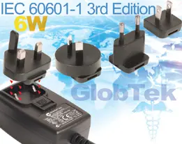Medical (60601-1) Power Supply AC Adapter European National and CB certifications upgraded to include 2KV IEC61000-4-5 Surge requirement for European Union applications by SIQ per national standard IEC 60601-1:2005 (3rd Edition) and/or EN 60601-1:2006 + A11:2011  and  EN 60601-1:2006 + A11:2011, Model Series GTM41076.